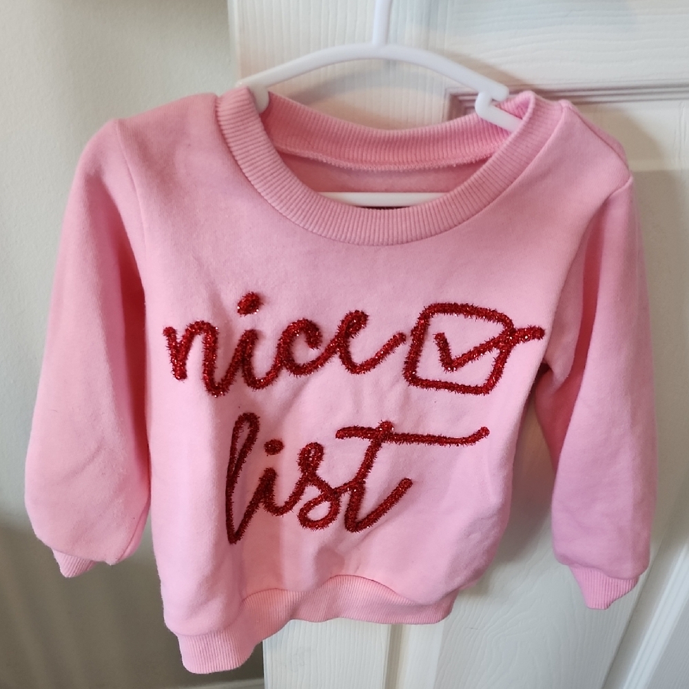 Mud Pie Pink Toddler Sweatshirt with Red Glitter Text